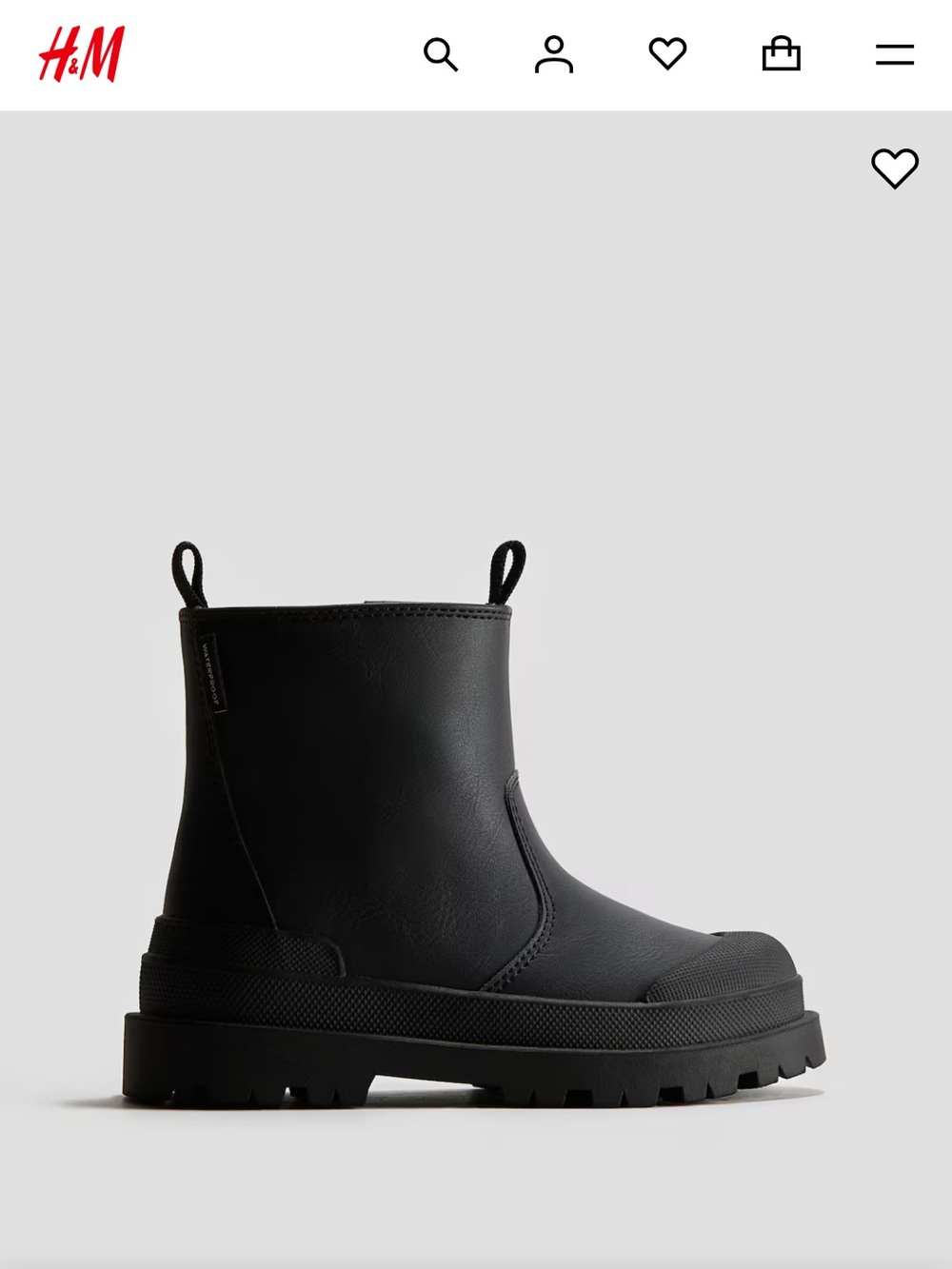 NWOT H&M Kids Waterproof Chelsea Boots